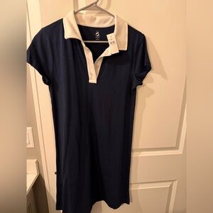 Lou & Grey Navy and White Shirt Dress with Collar